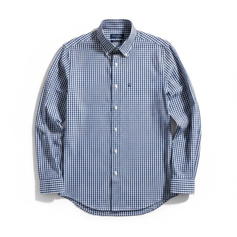 Brooks Brothers Men Long Sleeve Button Up Blue White Plaid Shirt